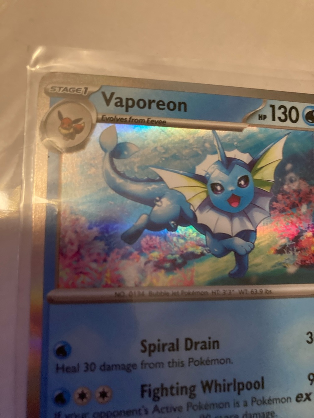 Pokemon Vaporeon Holographic Trading Card - Blue - Picture 3 of 12